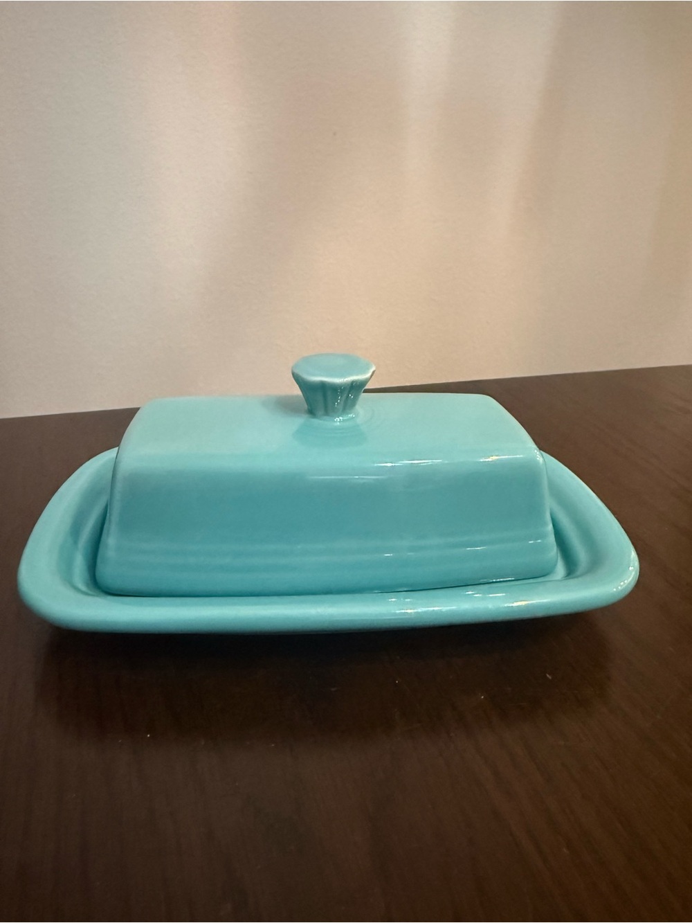 Fiesta Homer Laughlin 1/4 lb Turquoise Covered Butter Dish - EXCELLENT